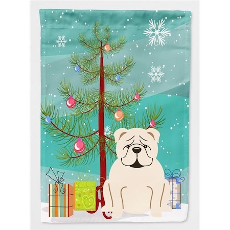 Carolines Treasures BB4248GF Merry Christmas Tree English Bulldog White Flag Garden Size